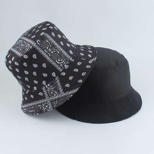 neue Koreanische Rosa Kuh Druck Eimer Hütte Frauen reversibel Angeln Kappe Bob Chapeau Herbst Sommer: Neu Jahrgang Schwarz