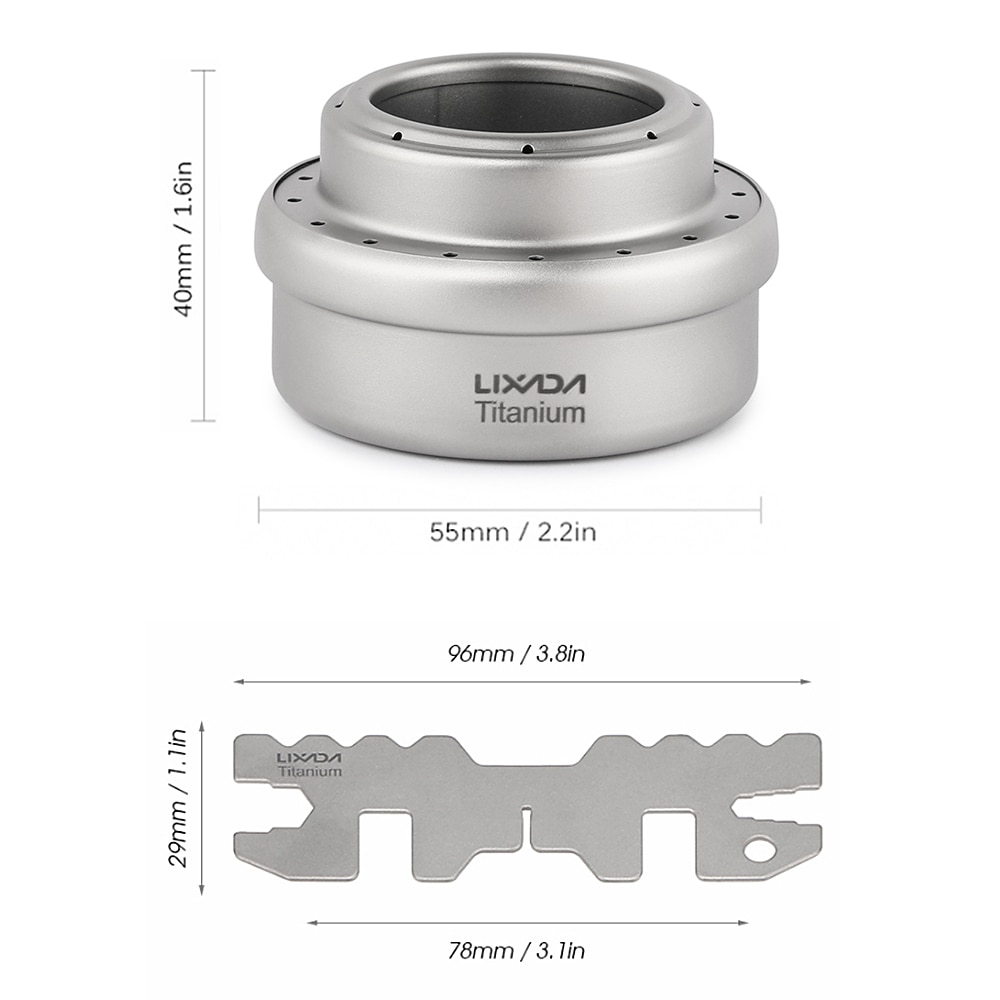 Lixada Portable Mini poêle à alcool en titane avec couvercle croix poêle support Camping en plein air randonnée sac à dos poêle à alcool