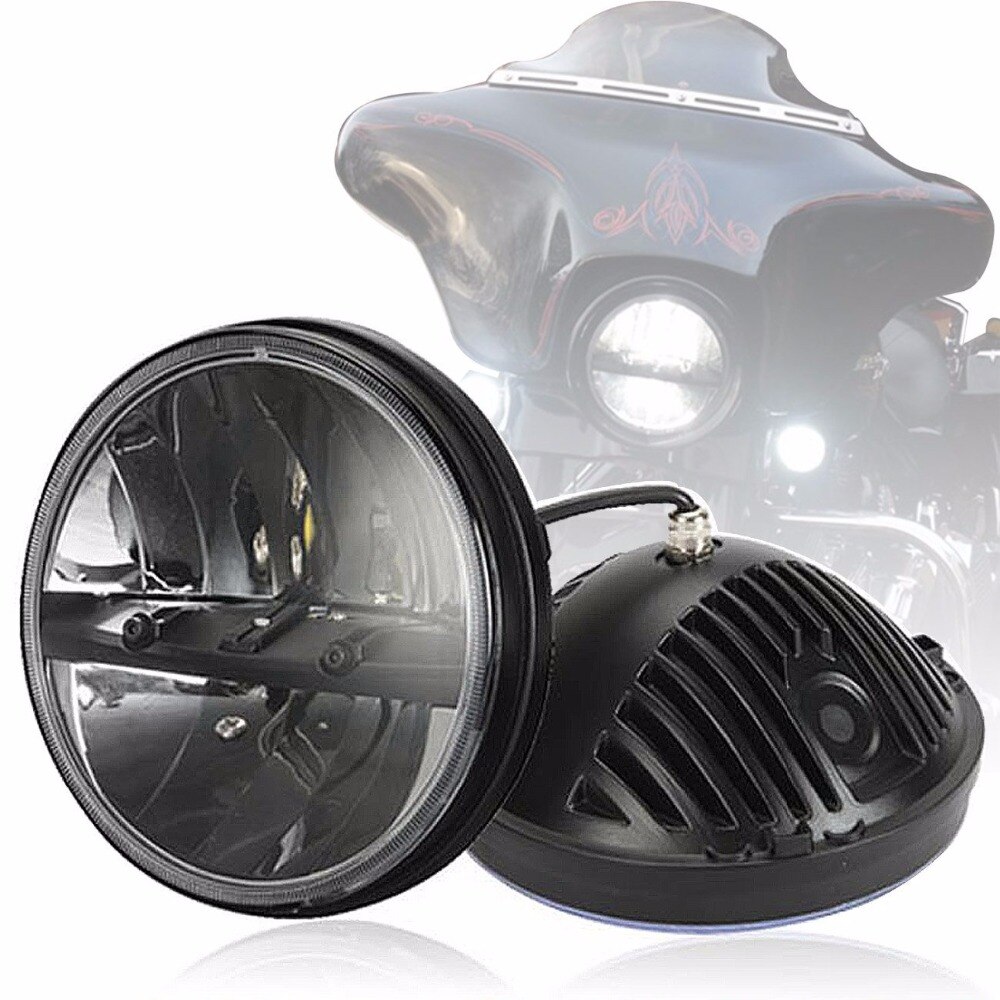 Faro LED Per Moto Da 7,5 Pollici - Universale, 12V, Alto/Basso + DRL, Con Staffa, Nero