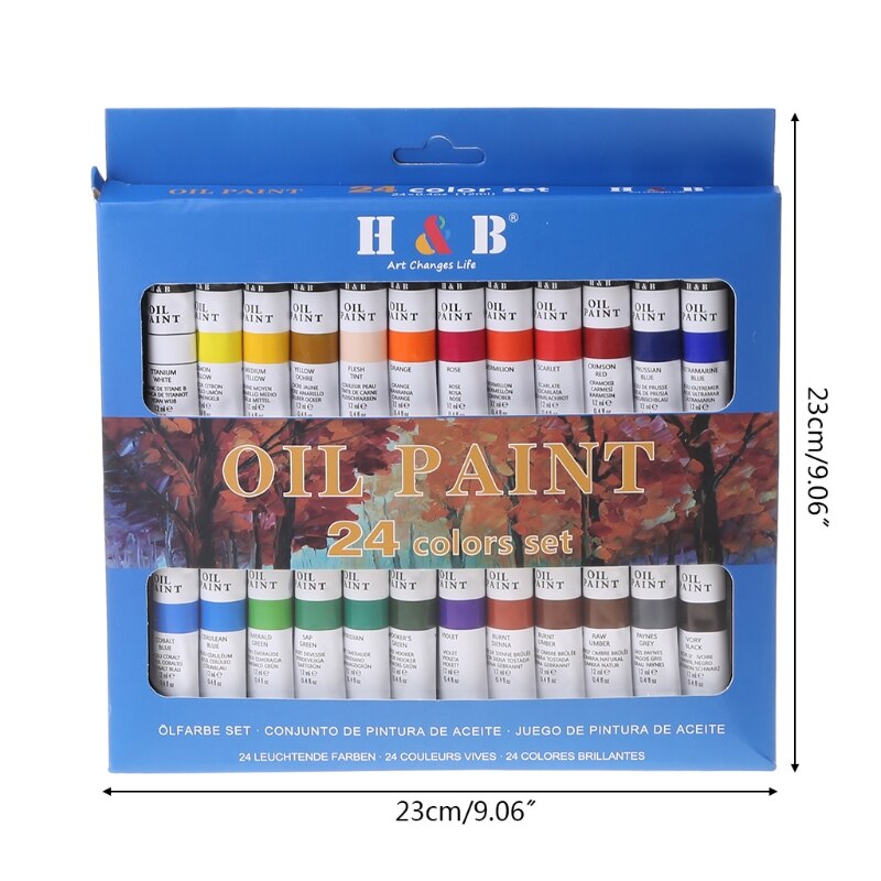 24 Kleuren Professionele Olieverf Verf Tekening Pigment 12Ml Buizen Set Artist Supplies