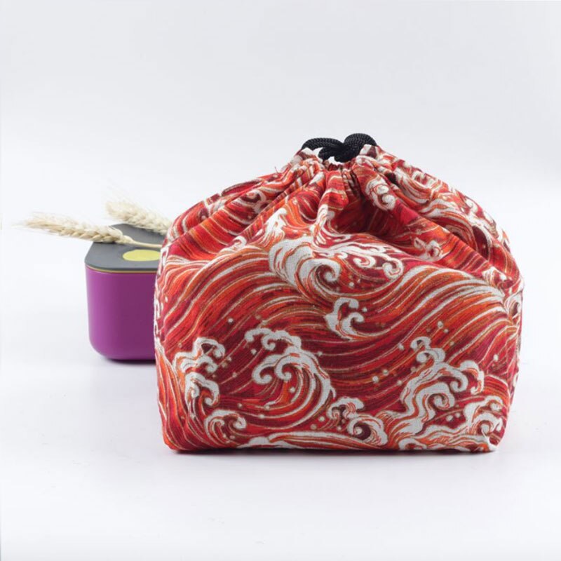 Lunchbox Tas Trekkoord Lunch Bag Bento Tote Pouch Draagbare Kinderen Opbergdoos Japanse Reizen Servies Opbergtas: 6