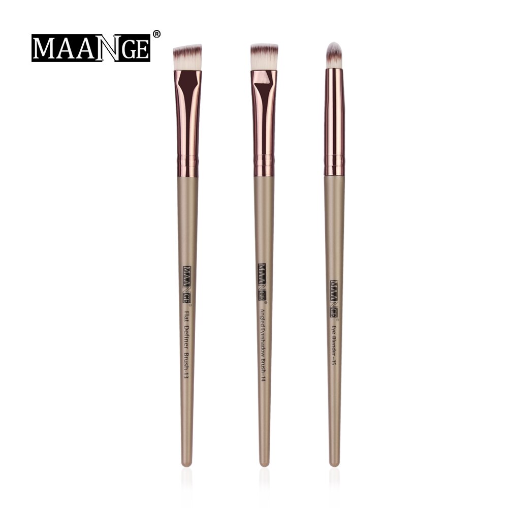 MAANGE – ensemble de pinceaux de maquillage Pro, 3/5/12 pièces, ombre à paupières, Eyeliner, brosse à sourcils, outils de mélange de beauté: 3pcs Brown