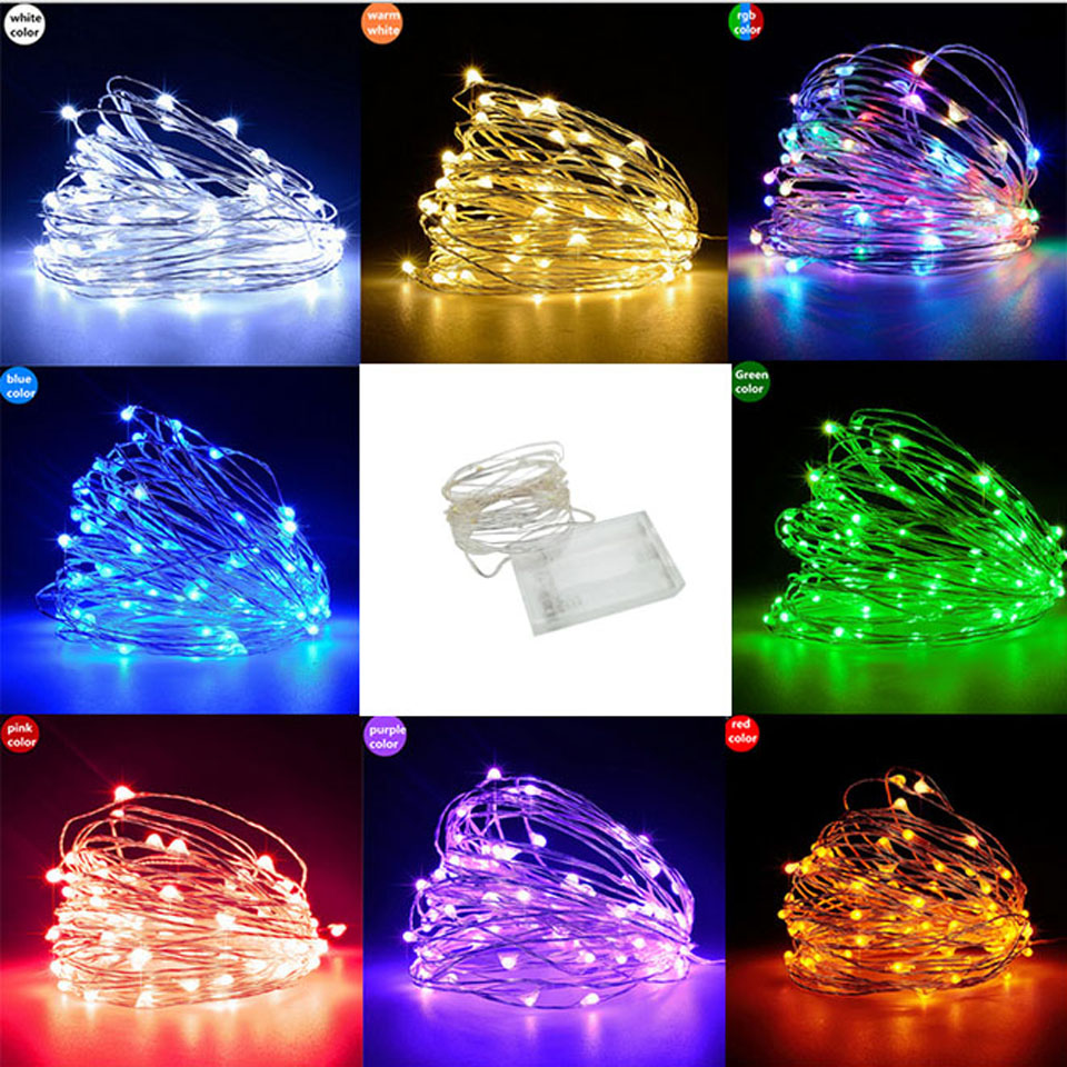 2-10m 100 led kuparilanka led lanka merkkijono valo keiju hehkulamppu vedenpitävä aa akku juhla koriste koristeena ketjuvalo