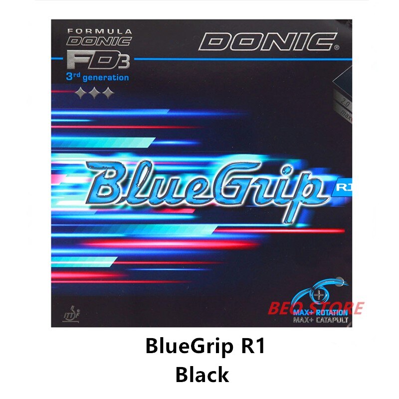DONIC-pelotas pegajosas con esponja, tenis de mesa, ping pong de goma, BlueGrip R1: Black