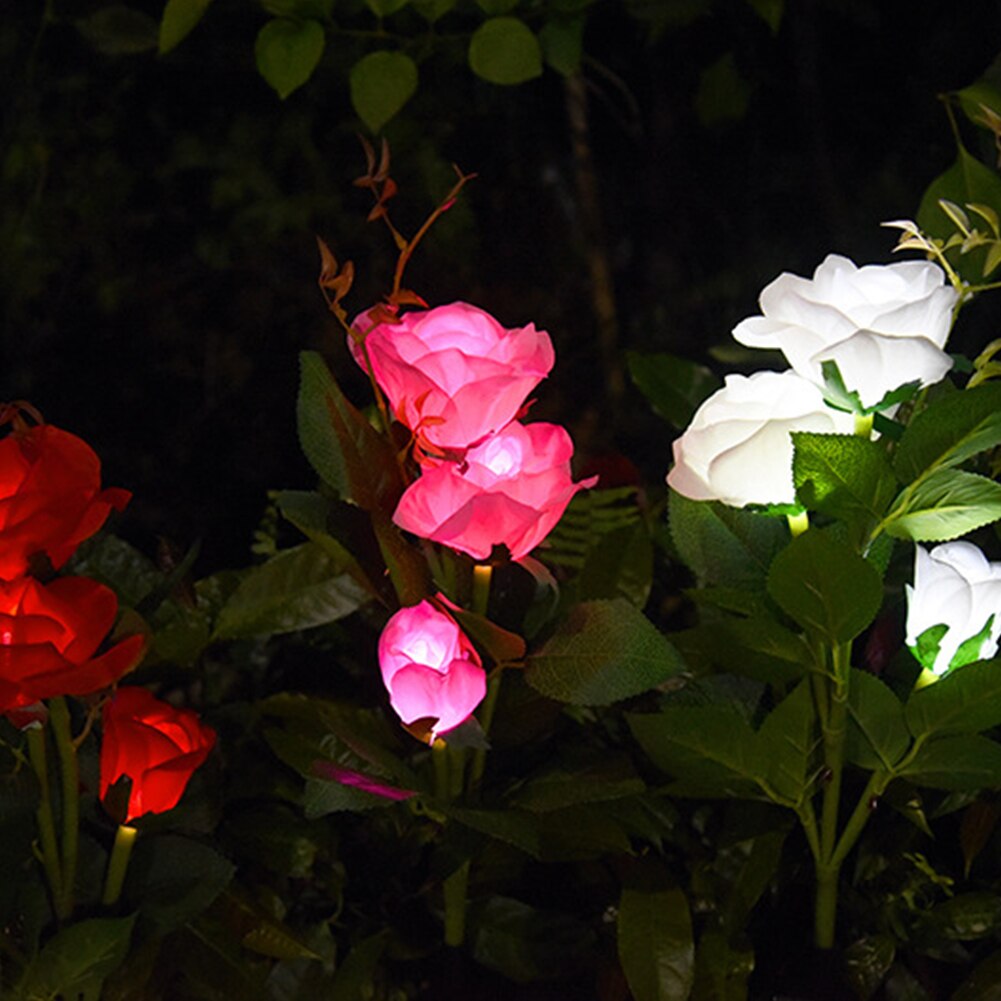 3LED Solar Rose Bloem Licht Waterdicht Tuin Landschap Lamp Outdoor Gazon Lamp Thuis Decoratieve Bloem Night Lights