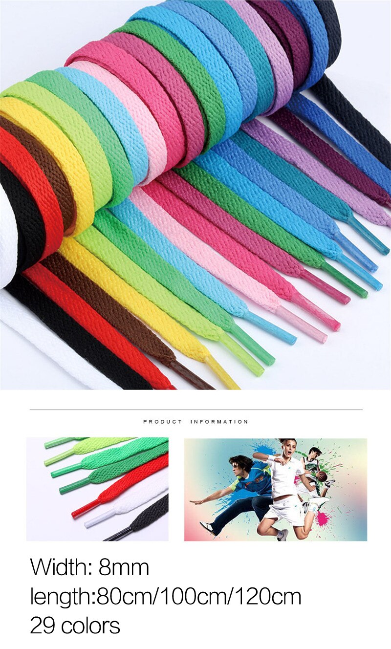 29 colors 1 Pair Shoelace Flat Popular Sports Shoes Laces Casual Canvas Unisex Polyester Shoelaces Shoelace Length 80 100 120 CM