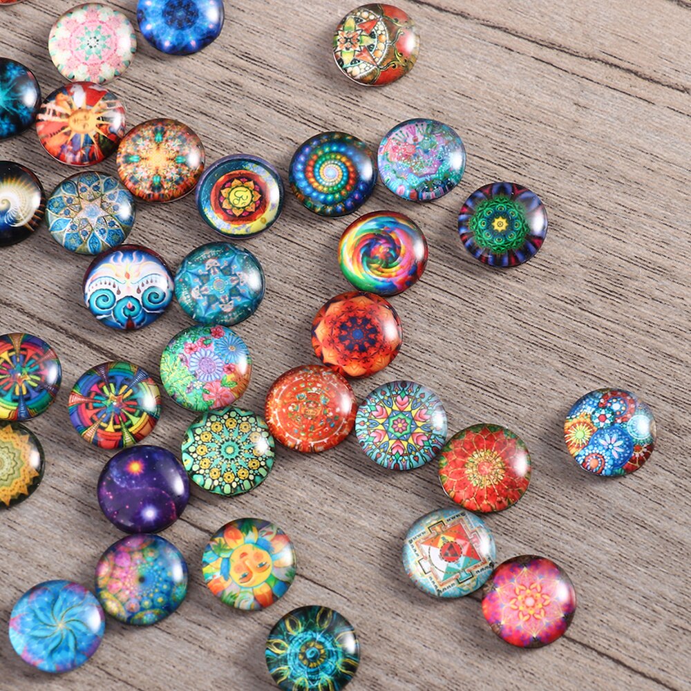 ROSENICE-Baldosas redondas mixtas de mosaico para manualidades, suministros de mosaico de vidrio para fabricación de joyas, 100/200 Uds., 12/14mm