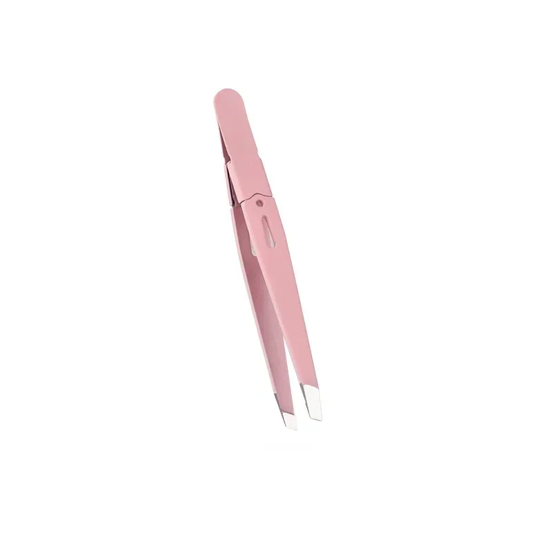 Eyebrow Tweezer Colorful Hair Beauty Fine Hairs Puller Stainless Steel Slanted Eye Brow Clips Removal Makeup Tools: Pink