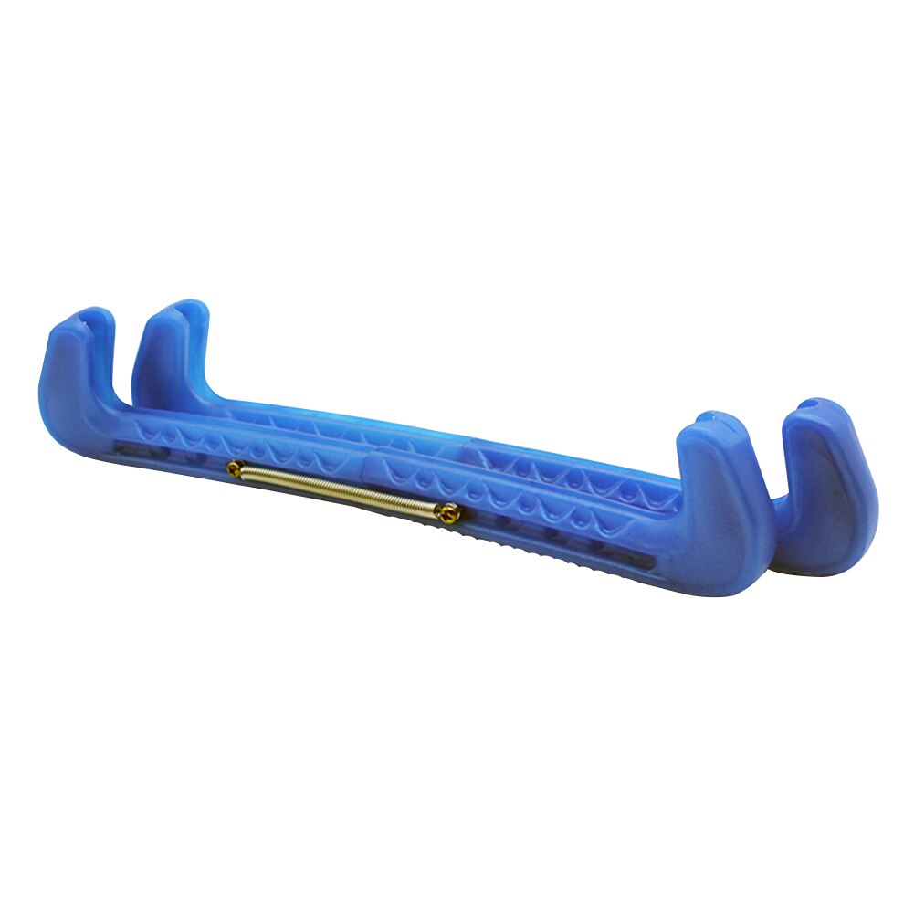 Herramienta de protección de hoja de cubierta para patines, accesorio de protección de primavera ajustable, para patinaje al aire libre, portátil, Hockey sobre hielo, 1 par: Azul