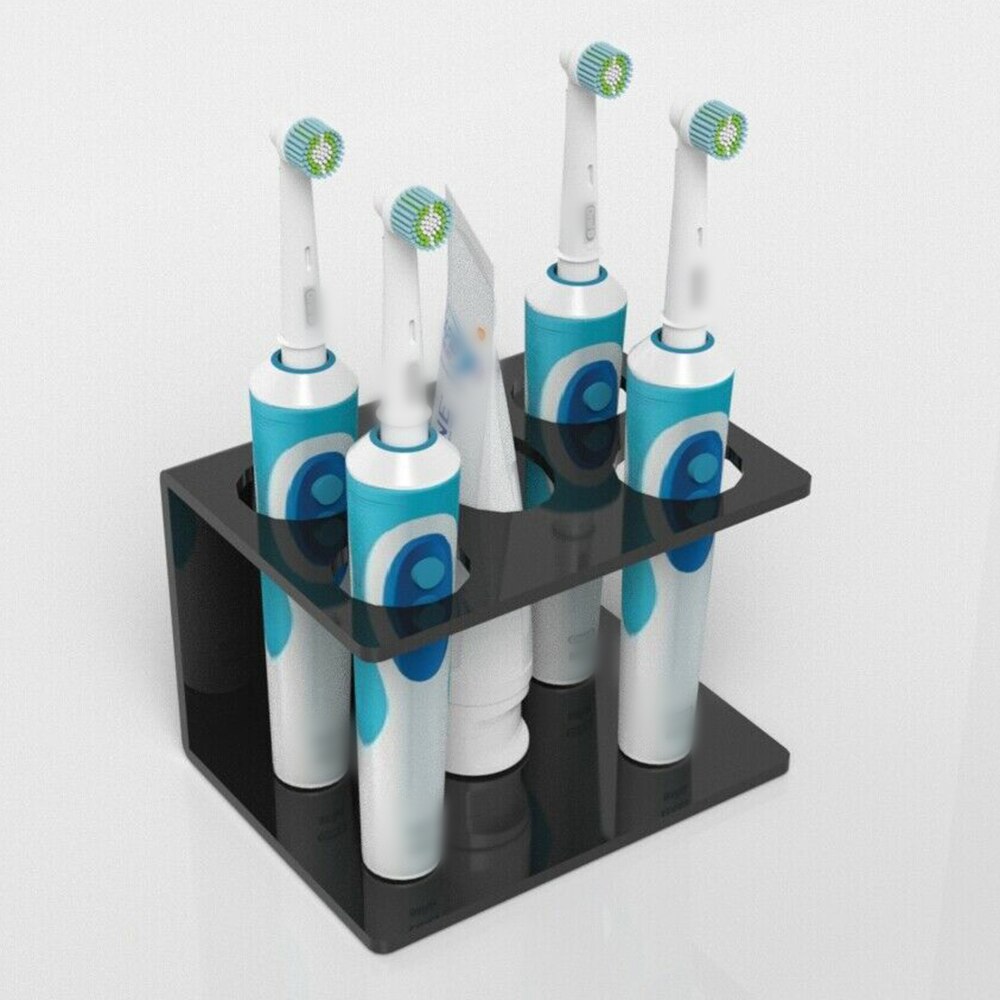 Akryl tandbørsteholder elektrisk tandpasta badeværelse hvid / sort 1 stk let at rengøre tandbørsteholder: Sort 4 hul