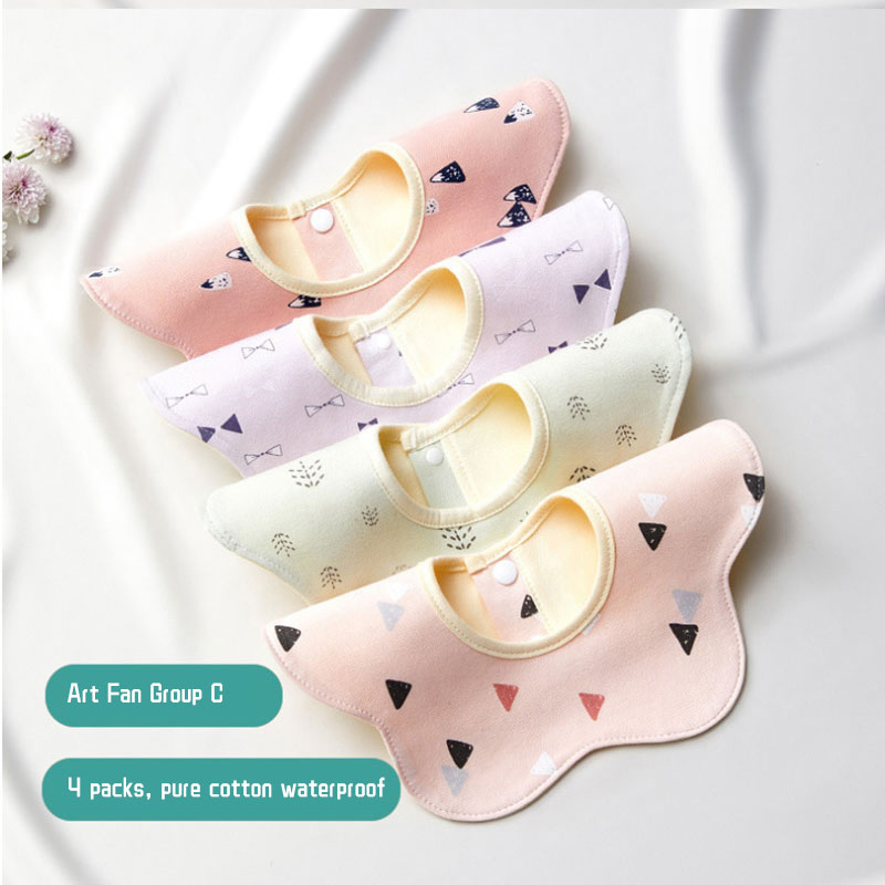 4 Stuks Cartoon Print Baby Slabbetjes Katoen Zacht Zuigeling Bandana Kwijlen Slabbetjes Waterdicht 360 Graden Rotatie Voeden Burp Doeken Baby goederen: 3