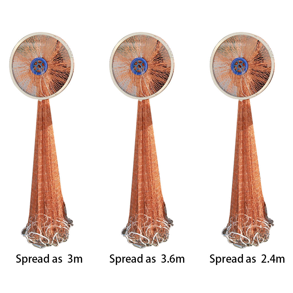 Saltwater Fishing Cast Net with Sinker Weights Heavy Duty 8ft/10ft/12ft Throw Net Mesh American Style for Easy Casting