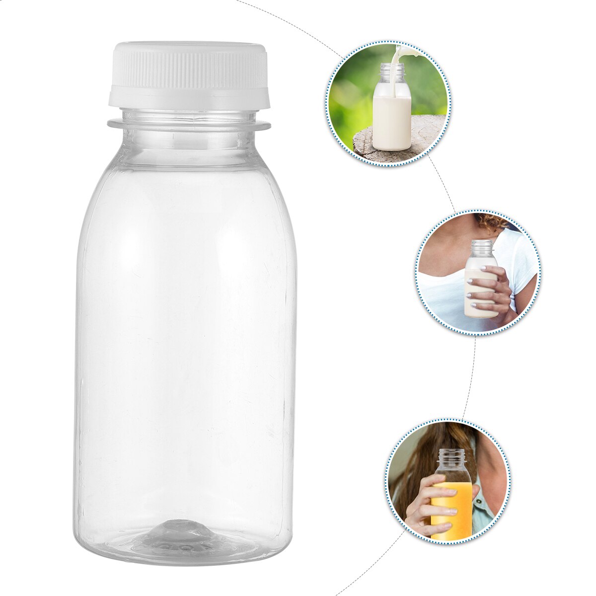 10Pcs Transparent Plastic Milk Storage Bottles Beverage Drinking Bottle Milk Beverage Drink Juice Container Empty Storage Bottle