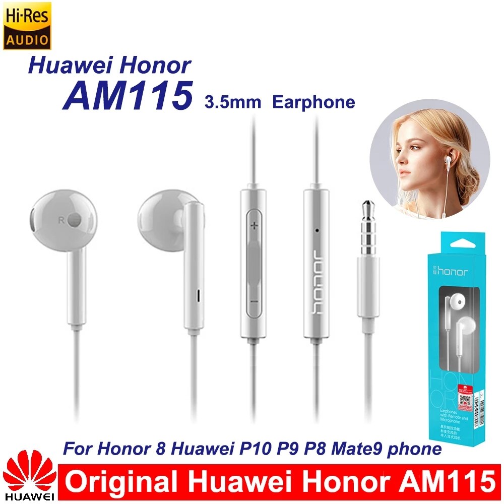 Voor Huawei Honor AM115 Headset Met 3.5Mm In Ear Oordopjes Oortelefoon Speaker Bedrade Controlle Voor Huawei P10 P9 P8 mate9 Honor8