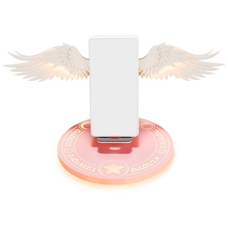 Universele Led Qi Draadloze Oplader Dock 10W Engelenvleugels Snelle Oplader Voor Cellphone Mobiele 16x16x17cm: Pink