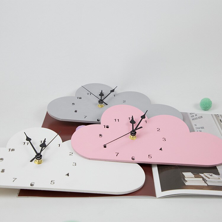 Chambre enfant bois nuage horloge pour bébé garçon fille chambre décoration Style nordique rose nuage horloges murales chambre d'enfants scandinavie décor