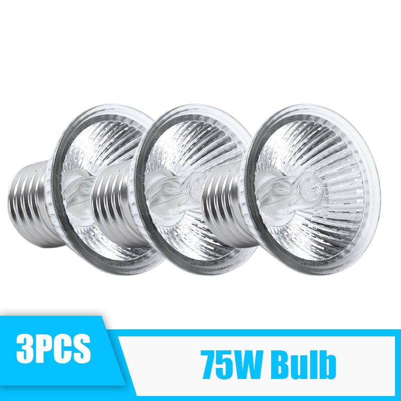 UVA UVB 3.0 impostato di portalampada per rettili per animali domestici con termometro a clip igrometro lucertola tartaruga tartaruga crogiolarsi lampadina riscaldante 220V: 3pezzi 75W Bulb