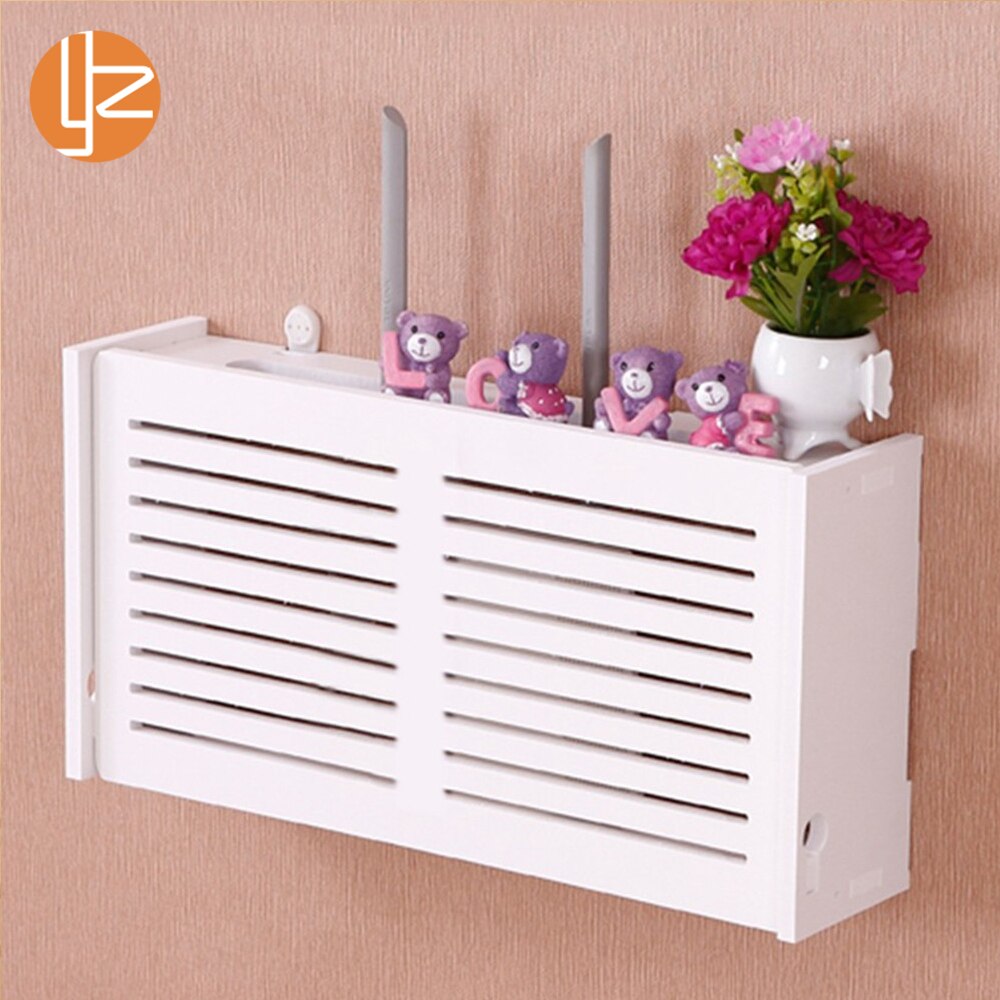 yazi Wifi Router Storage Box Wood-Plastic Shelf Wall Hangings Bracket Cable Organizer M L 2 Size