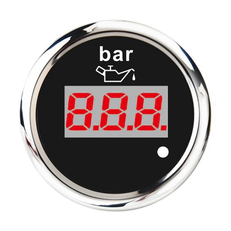 52mm Digital Oil Pressure Gauge 0-10 Bar Universal Stainless Steel Oil Meter Indicator Red Backlight with Alarm: Auburn