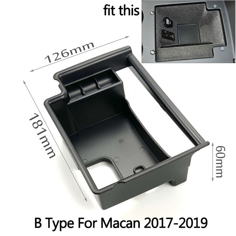 Automobile Armrest Storage Box For Porsche Macan Macan S Center Console Container Storage Organizer Accessories: B For Macan 2017-19