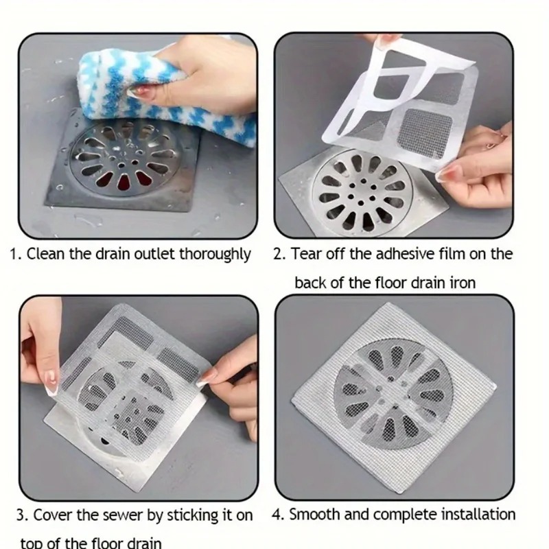 Tapones para el pelo desechables, cubiertas de malla para drenaje de ducha, colador de fregadero de suelo, tapón para el pelo para baño y cocina, 3/10 Uds.