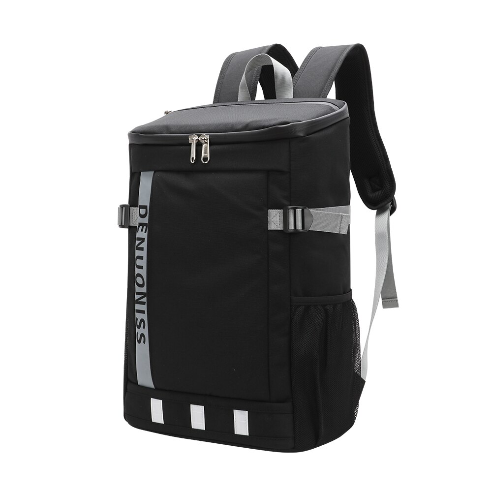 Denuoniss Laatste Grote Koeltas Rugzak Reflecterende Strip Camping Koelkast Geïsoleerde Pack Thermische Zak Voor Reizen: Black Gray