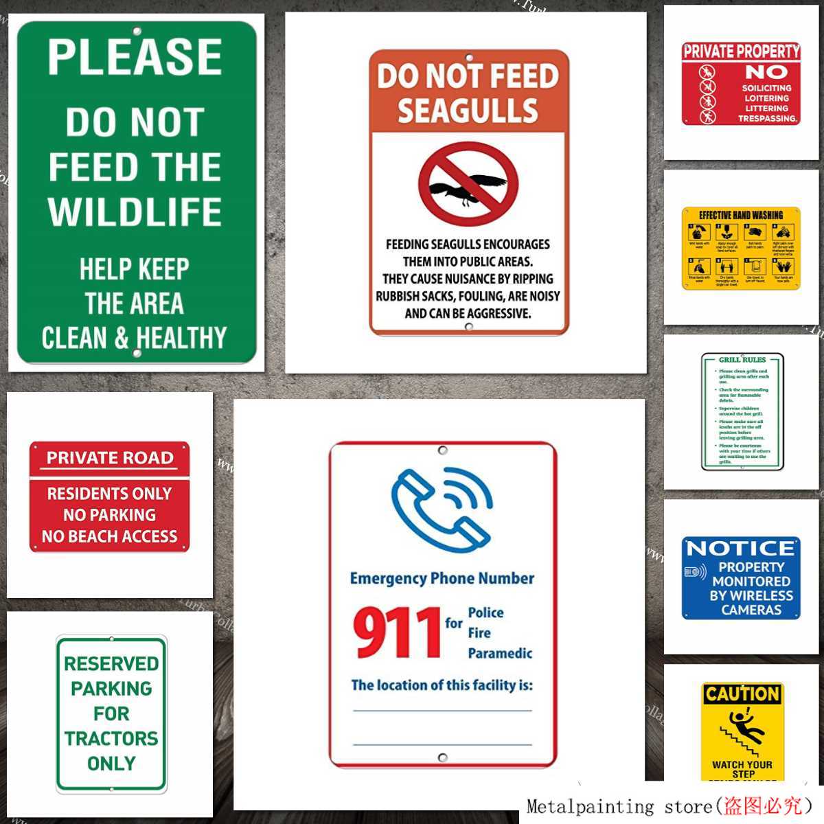 Metal Road Sign Please Do Not Feed Wildlife Keep Clean & Healthy Wall Decor Retro Tin Sign Aluminum for Wall Decor