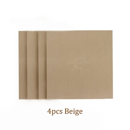 4 stk / sæt gaskomfur komfurbeskyttere dæksel / liner ren mat pad køkken gaskomfur komfurbeskytter køkken tilbehør: 4 stk beige