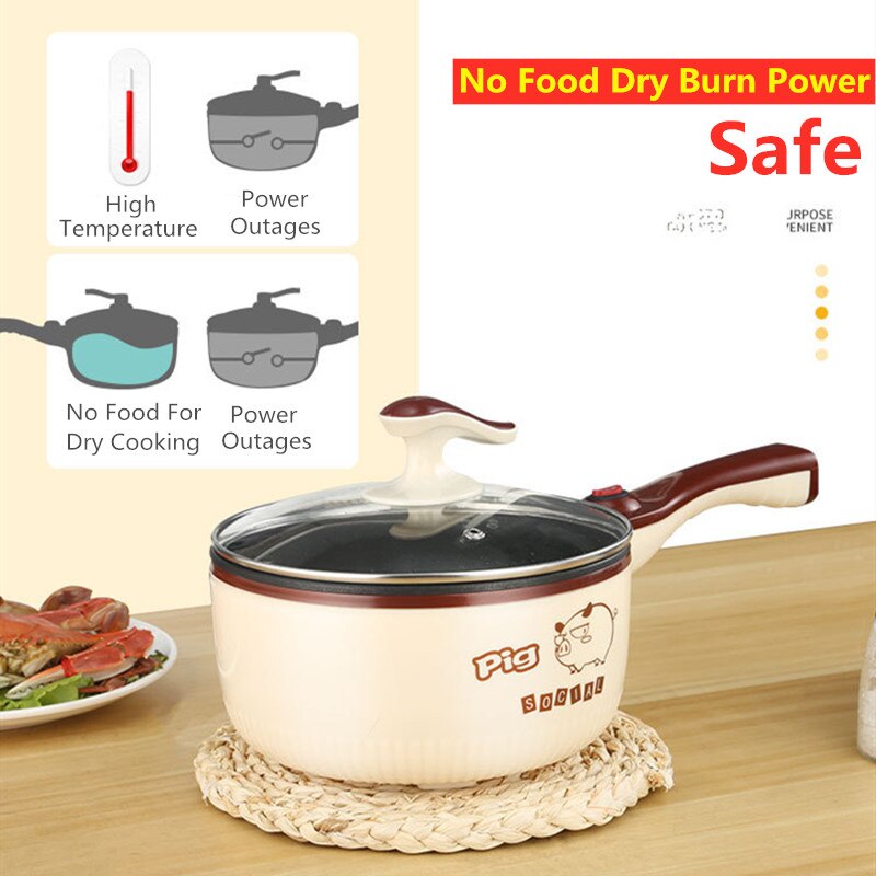 220V Small Power Mini Multi-functional Electric Coer Coing Machine Pot Single or Double Layers with Steamer for Home Coing