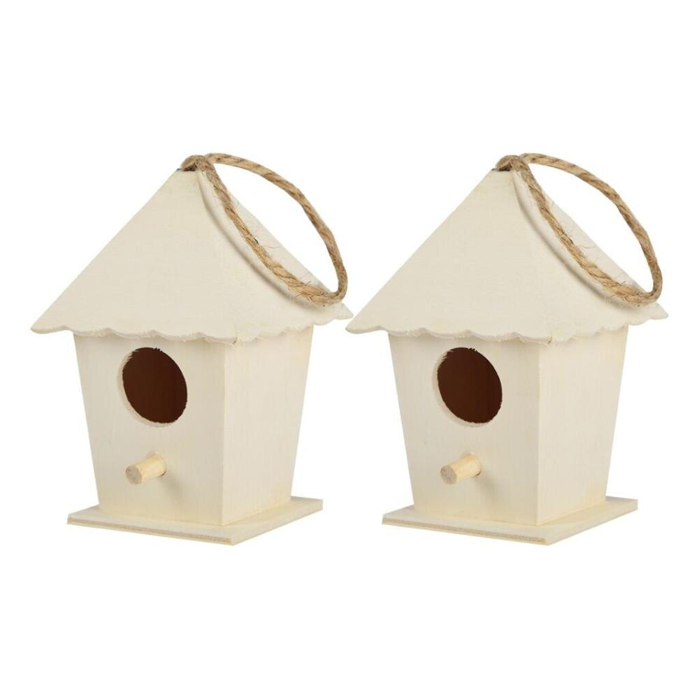 1/2 pcs Bird Box Assembled Wooden Outdoor Bird House DIY Nest Dox Nest House Bird House Bird House Wooden Box: 2pcs