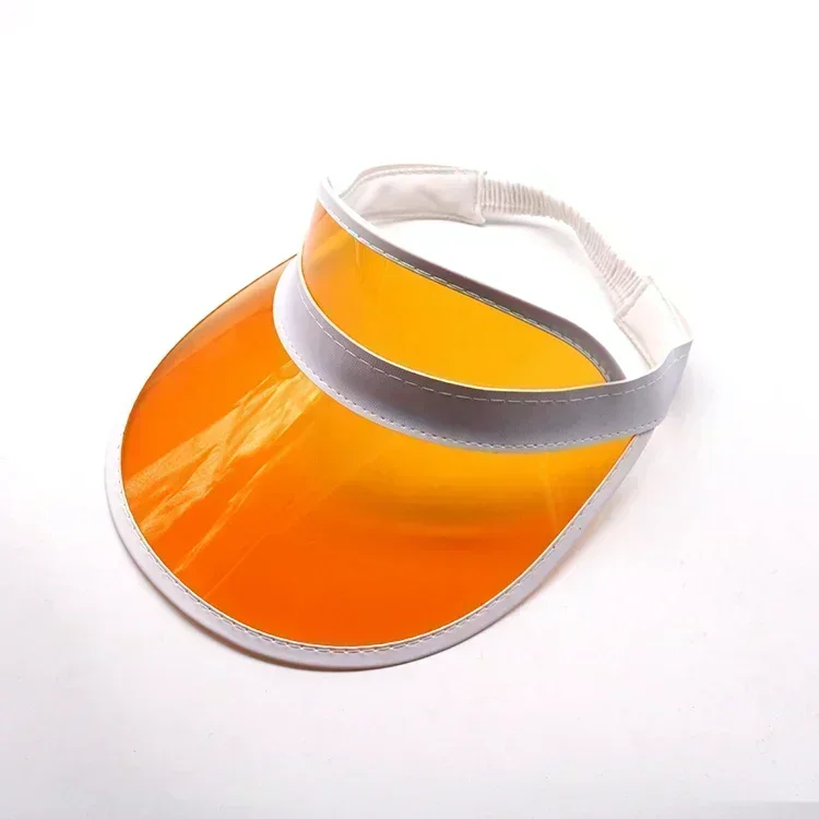 Outdoor Casual Green Color Transparent Anit-uv Plastic Face Sun Shield Hats Sun Visor Hats Golf Cap Rain Hat: Orange