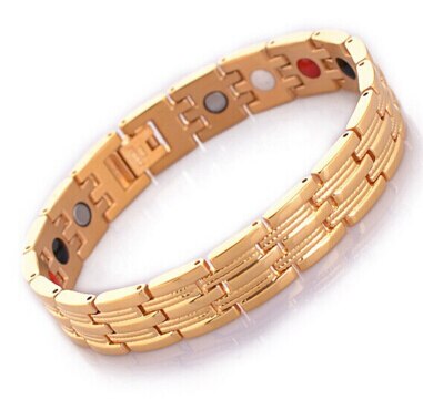 4 in 1 bio Heilung 316L Edelstahl (Magnetische, Tanne, Germanium) Gold Magnetische Gesundheit Energie Armbinde Energie Antifatique Für Mann: antiquität gold plattiert