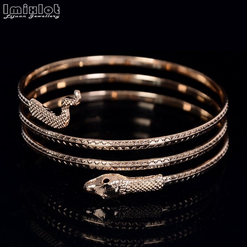 Punk Opgerolde Slang Spiraal Bovenarm Manchet Armlet armband Bangle Armband Voor Vrouwen Sieraden Goud Zilver Kleur