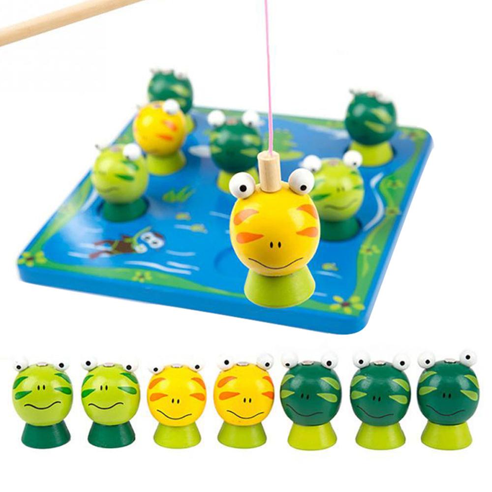 Tune Vissen Speelgoed Training Hand Oog Vereniging 3D Magnetische Vissen Kikker Ouder-kind Interactief Spel Houten Speelgoed Set