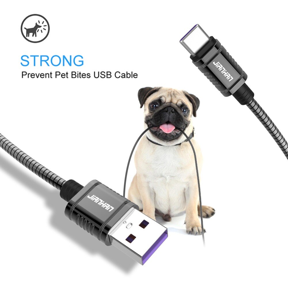 Jianhan luxury metal usb type-c cable, 5a fast charging data sync cables for samsung, huawei, lg, xiaomi, oneplus 5t charging