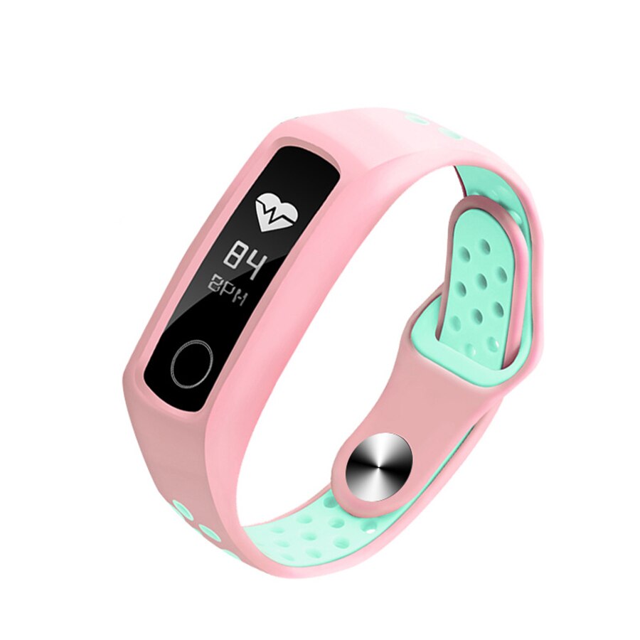 Pulseira de silicone para huawei honor band 4 5 pulseira inteligente para honor band 5 acessórios de relógio: pink green / for Honor Band 4