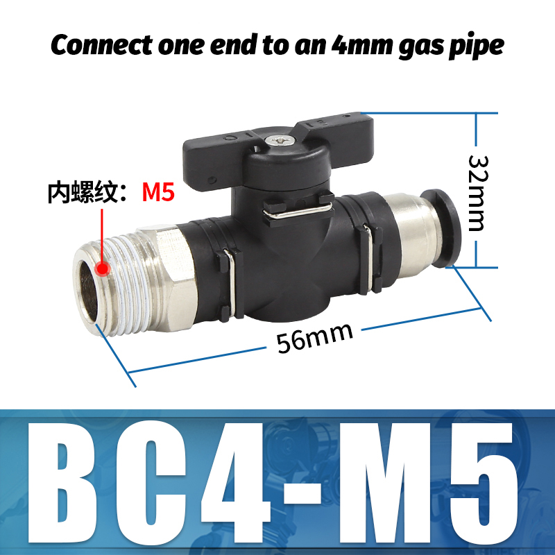 BC pneumatique raccord rapide filetage mâle 1/8 "1/4" 3/8 "1/2 "interrupteur de robinet à tournant sphérique tuyau en polyuréthane vanne manuelle débit vanne rotative manuelle: Transparent