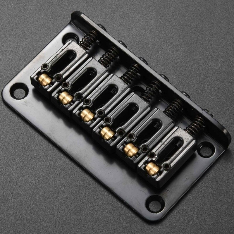2 Set Hardtail Guitar Bridge Body Through For 6 String Electric Parts Black