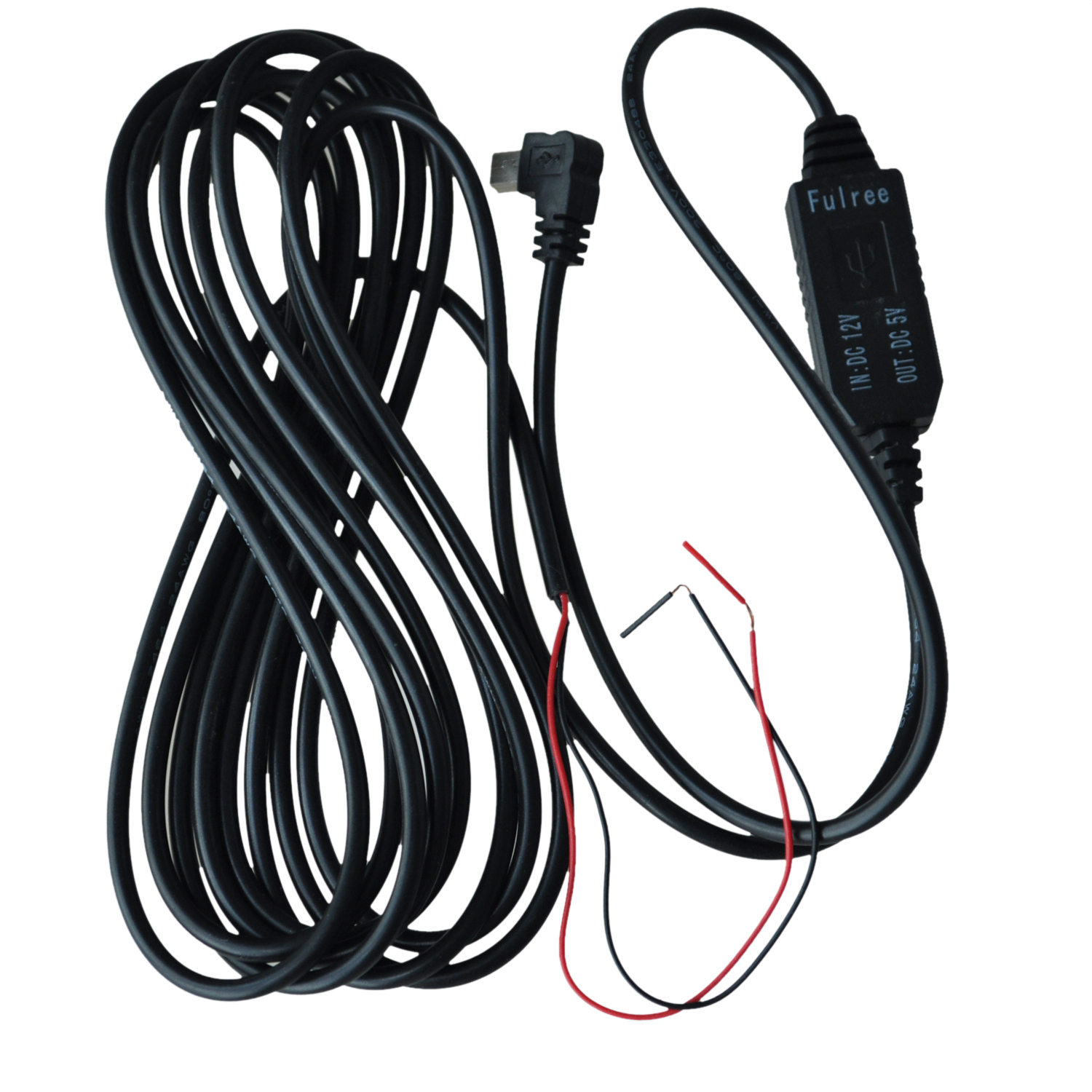 DC converter om te zetten 12V naar 5 V, 3A Gebogen Mini USB Power Adapter vs Zekering & amp; 3M Kabel