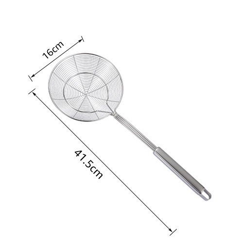 Solid 18/8 Stainless Steel Spider Strainer Skimmer Ladle, 14/16/18/20cm Frying Spoon with Handle - Kitchen Tools: green