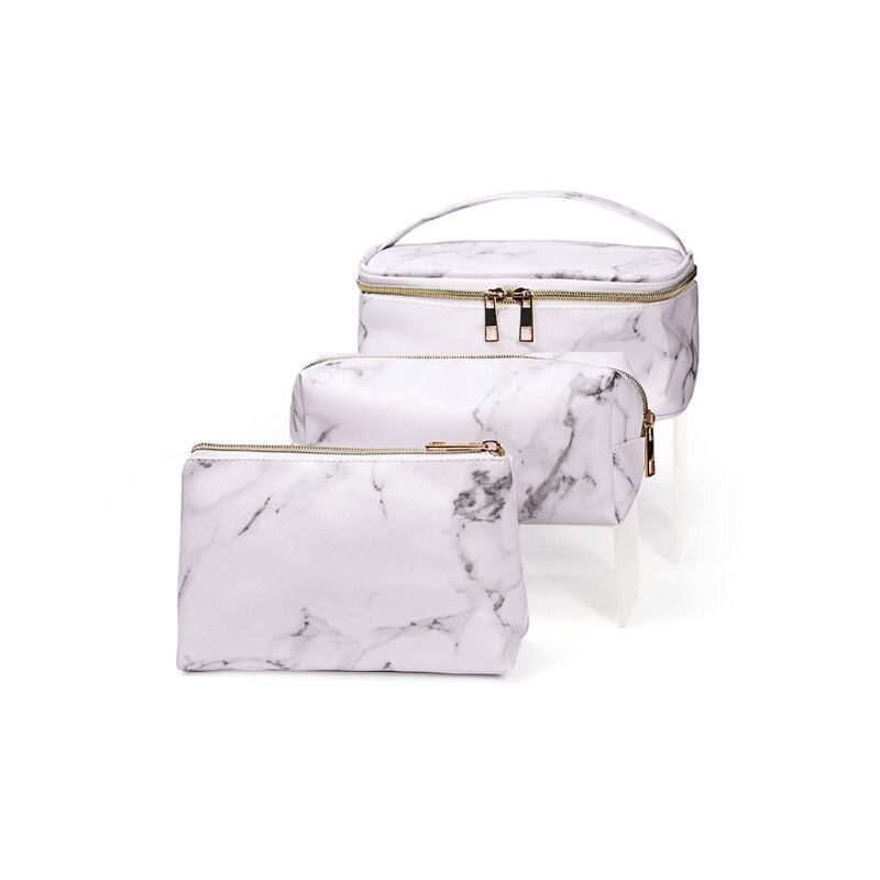 Multifunctional Marble Cosmetic Bag Makeup Pouch Toiletry Travel Case Organizer A69C: W-1