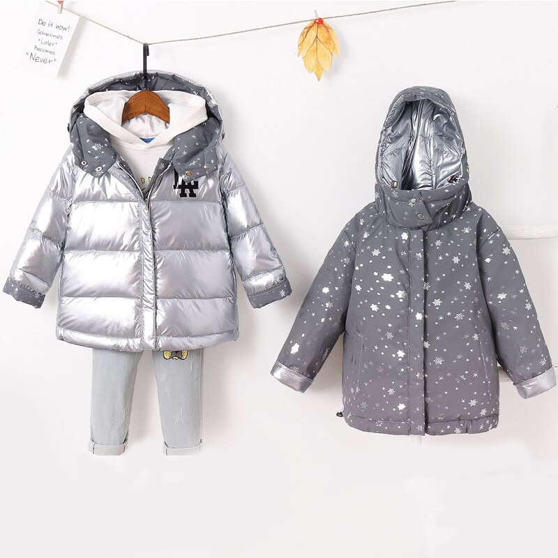 Dragen Op Beide Zijden Jongens Jassen Winter Jas Kids Down Jas Snowsuit Roze Blauw Zilver Jacket Hooded Parka Meisjes Down jassen