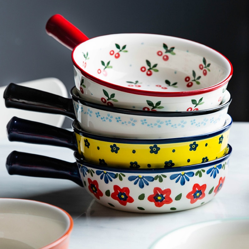 hand-painted ceramic baking bowl salad bowl soup bowl breakfast bowl microwave oven cheese baked rice wy121704