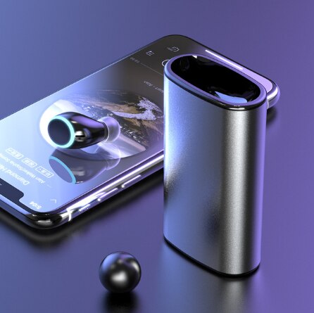 6000mAh Power Bank Wireless V5.0 Bluetooth Earphone Waterproof Headset With Dual Mic and 6000mAh Battery Charge Case: Silver