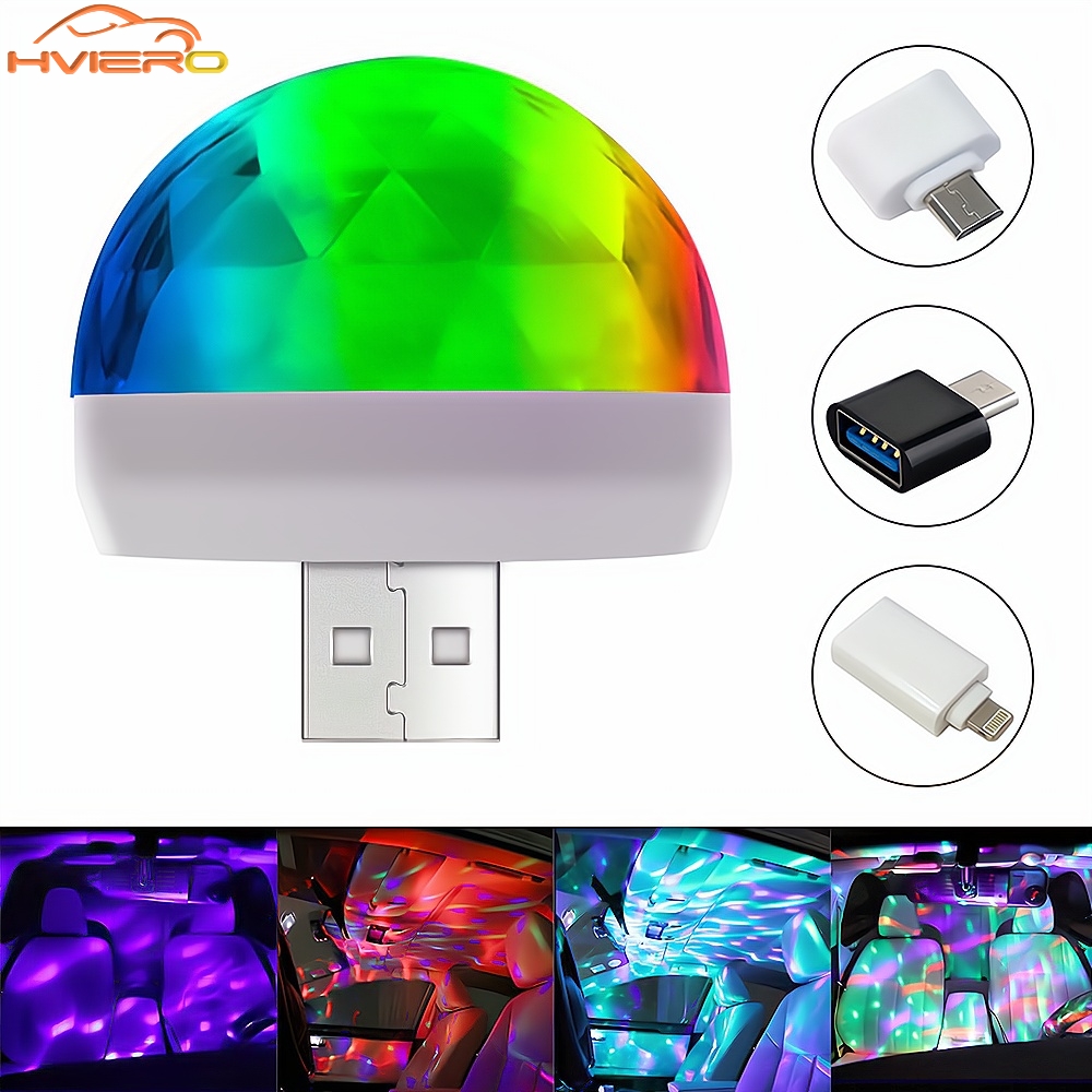 Auto USB Umgebungslicht DJ RGB Mini Bunte Musik Klang LED Apfel USB Schnittstelle Party Atmosphäbetreffend Innen Kuppel Stamm Lampe