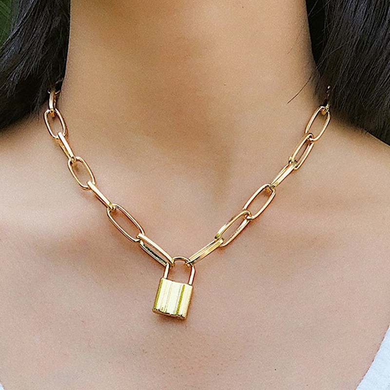 Box Chain Toggle Clasp Gold Necklaces Mixed Linked Circle Necklaces for Women Minimalist Choker Necklace Jewelry