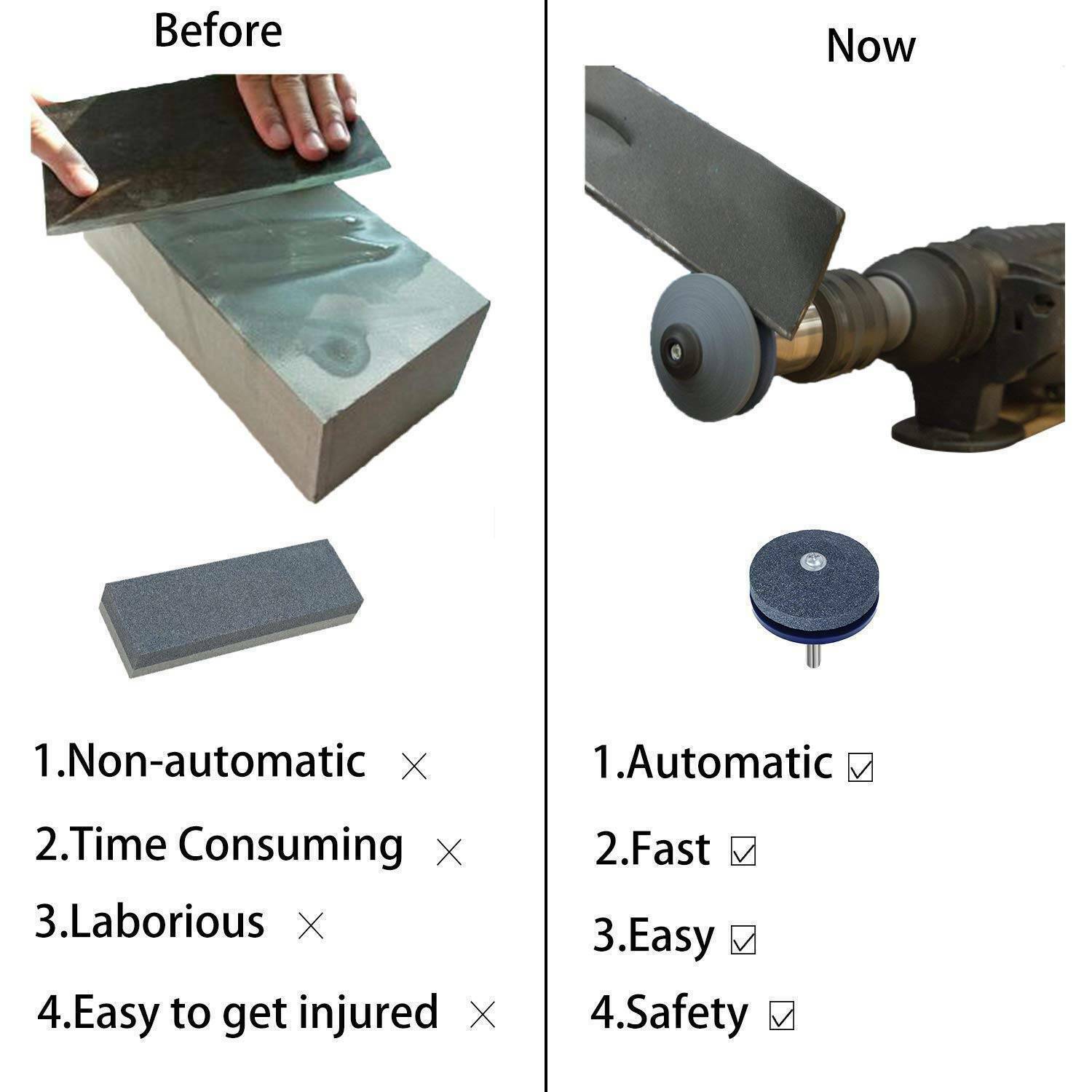 2Pcs Universal Lawn Mower Faster Blade Sharpener Grinding Power Drill Garden Kit(Red)