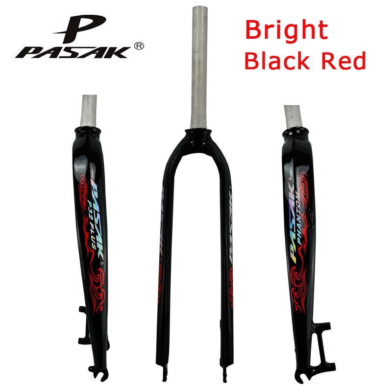 PASAK Vélo Dur Fourche 26 "27.5" 29 "en aluminium montagne vtt vélo vélo de route fourche rigide P32 modèle De Frein À Disque Composant: Bright Black Red