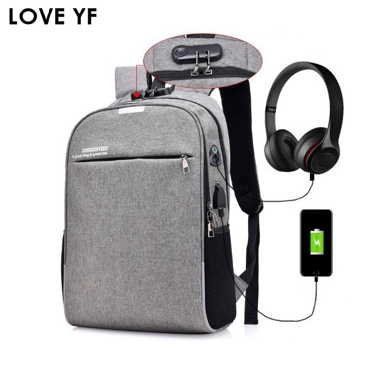 Anti-theft password lock ladies laptop backpack Men's USB Business Travel Bag mochilas escolares para adolescentes hombre