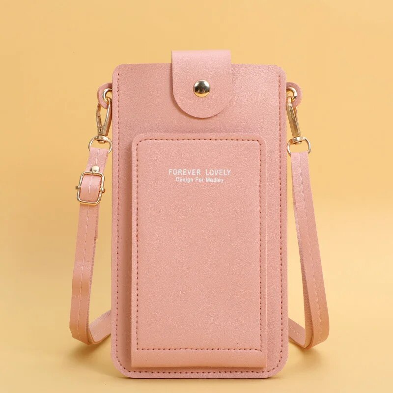 Damestassen Zachte Lederen Portefeuilles Touchscreen Mobiele Telefoon Portemonnee Crossbody Schouderriem Handtas Voor Dames Goedkope Damestassen: Roze